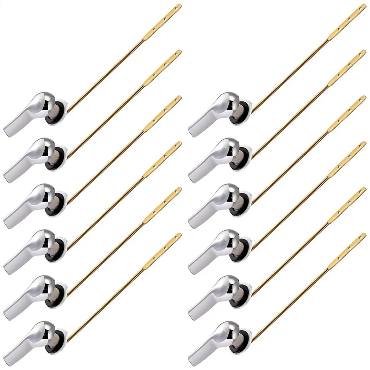 AT16 12 PCS Toilet Handle Lever Flush Replacement, Brass Universal Flush Lever Finish Handle for Most Front Mount Toilets