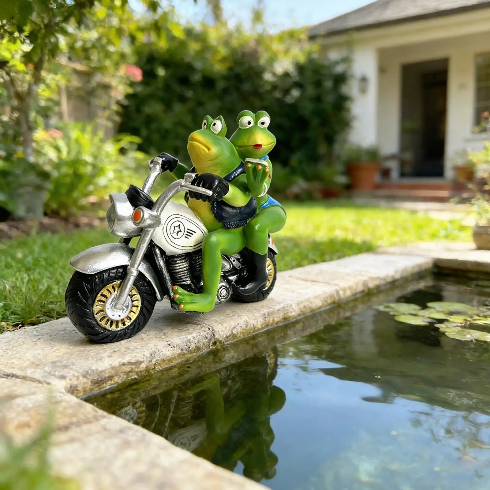 Garden Animal Statue Realistic Weather-Proof Collectible Keepsake Frog Couple Theme Garden Statue For Porch Lawn Backyard