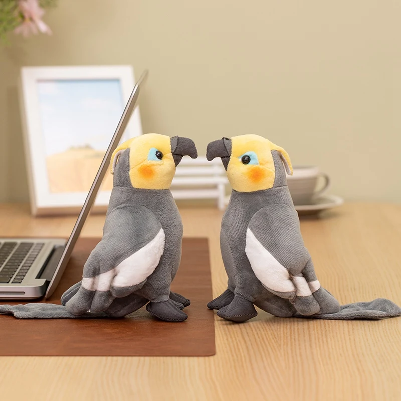 17cm Lifelike Parrot Cockatiel Plush Toy Miniature Cute Bird Soft Stuffed Doll for Photo Props Home Garden Decor Ornament