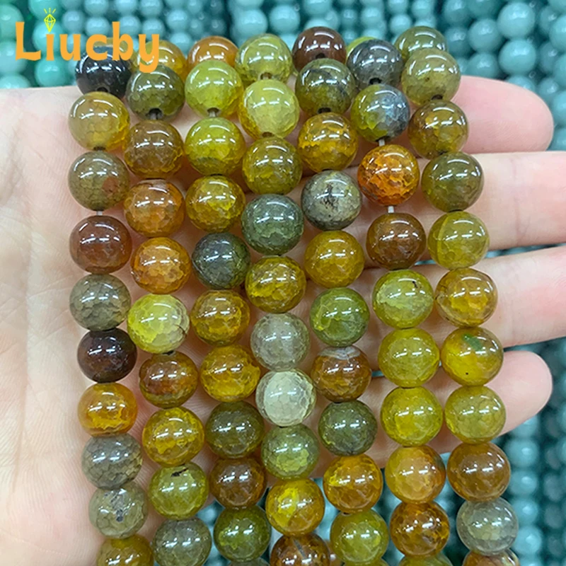 Non-metallic Natural Stone yellow Tourmaline agate Dragon pattern Beads For Jewelry Making DIY Bracelets 15\