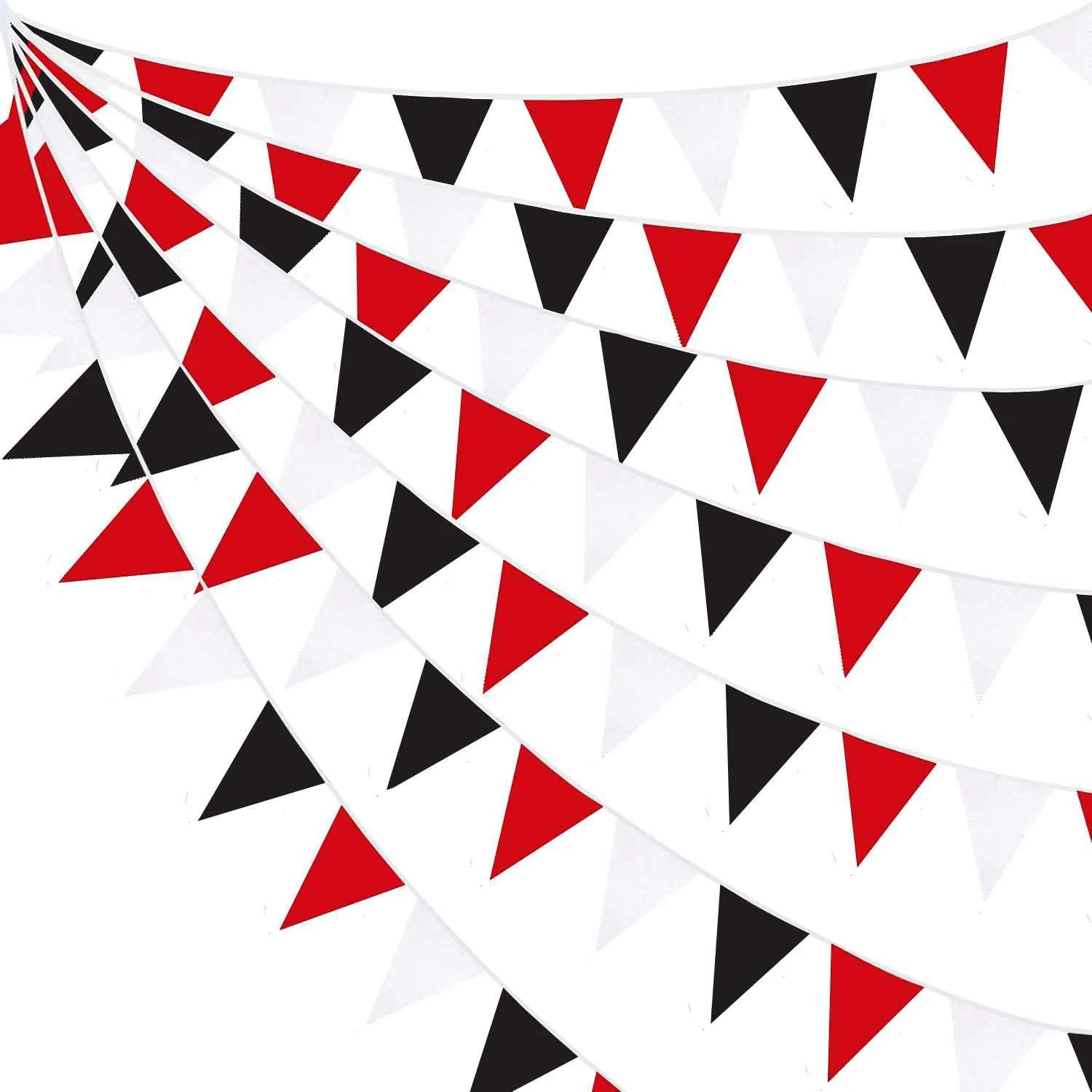 32Ft Red Black White Banner Triangle Flag Pennant Garland Bunting Birthday Pirate Casino Mickey Mouse Theme Hanging Festival