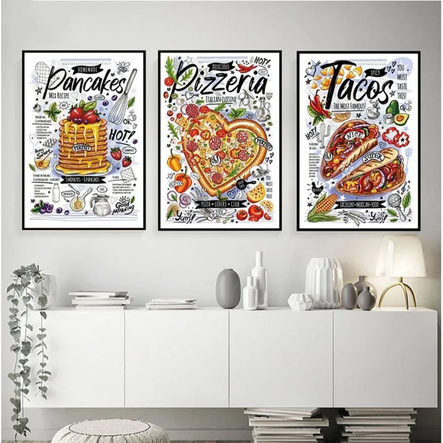 Graffiti Art Food Diy Diamond Painting New 2025 Full Diamond Jewelry Cross Stitch Tortilla Hamburger Mosaic Kitchen Decor