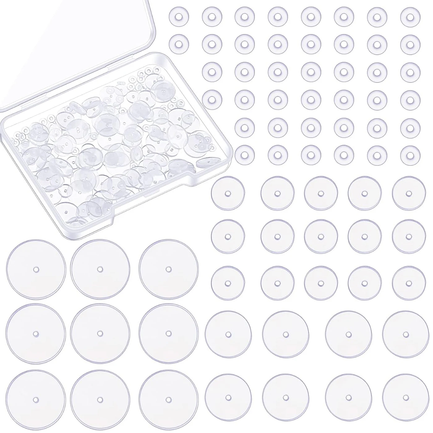 200pcs Clear Piercing Disc for Piercing Bump 3/5/7/9mm Silicone Stabilizer Earrings Backs Stopper Earlobe Support Patches 4 Size