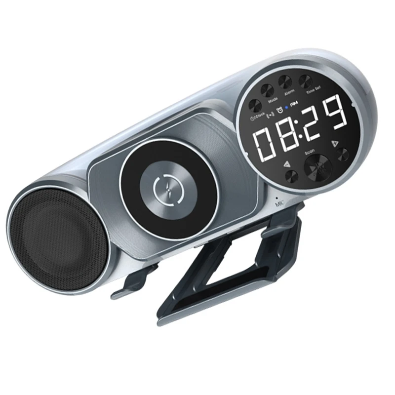 Wireless Charging Bluetooth Speaker FM Radio TF AUX USB Hands-Free Alarm Clock Decoration Ambient Light Sound Box-ABFB