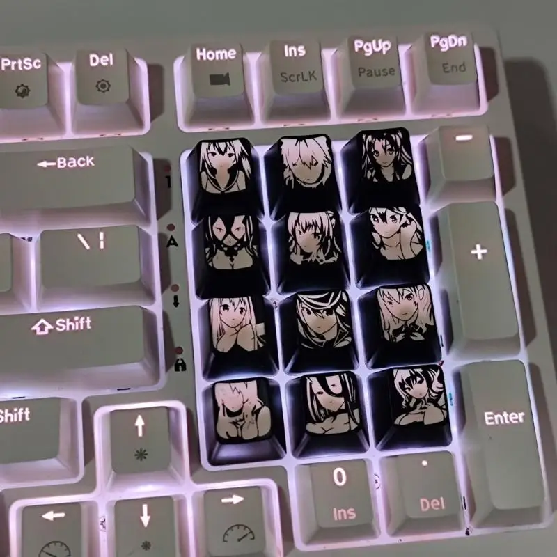 12Key OEM Height Cartoon Translucents Keycaps With Fun Designs For Mechanical Keyboards ABS Material