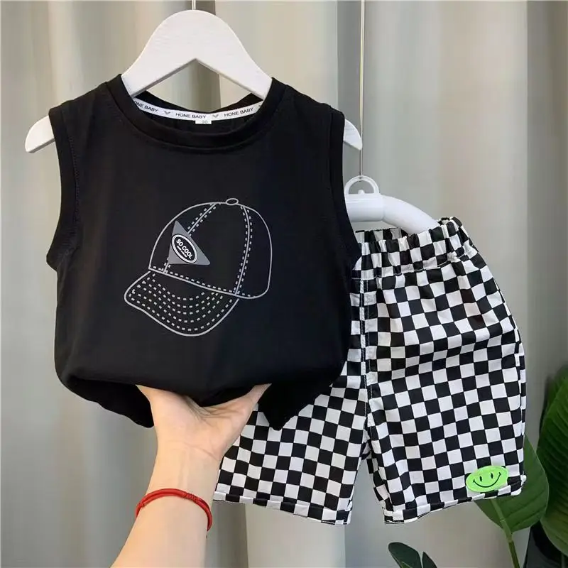 2023 New Boy Set Kid Boys Set Cotton Summer Casual Kids Outfits Clothes Top Shorts 2PCS Clothing For Children's 2 4 6 8 10 Years