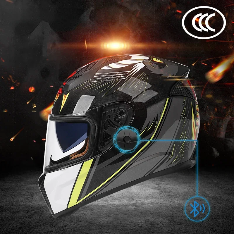 Full-cover Motorcycle Helmet Men and Women Double Mirror Safety Helmet Motorcycle Riding Full Helmet Can Put Bluetooth