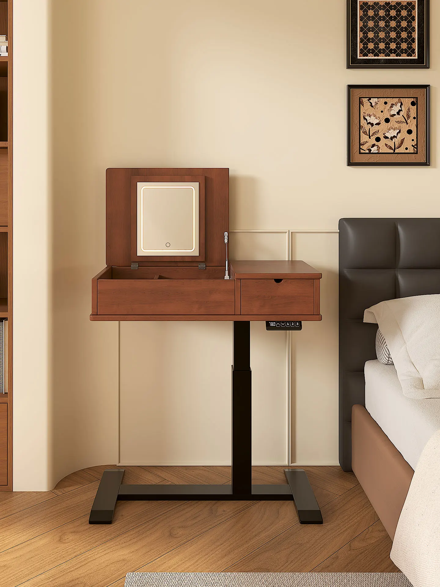For Medieval style electric lift dresser with mirror flip small bedroom bedside table makeup table