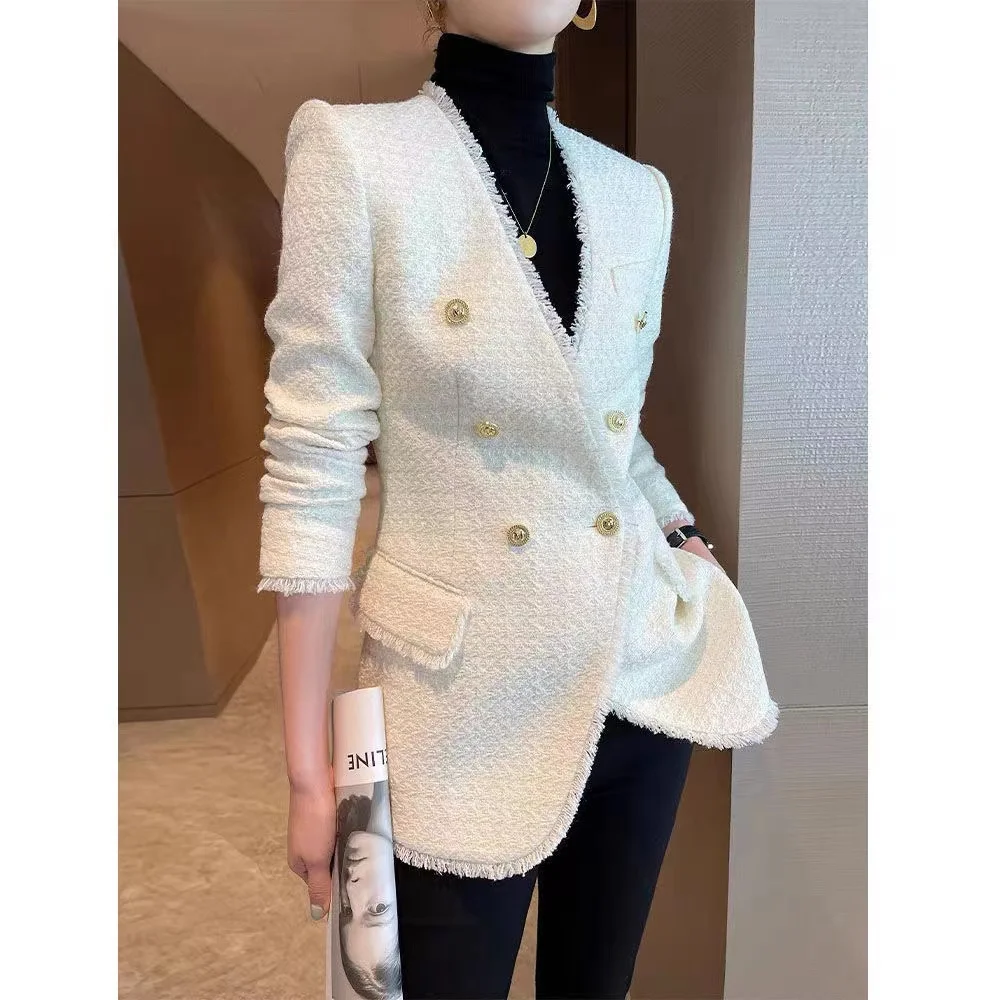 

Advanced V-Neck Small Fragrant Style Suit Jacket For Women'S Autumn And Winter Fashion Versatile Temperament Slim Fit Short Jack