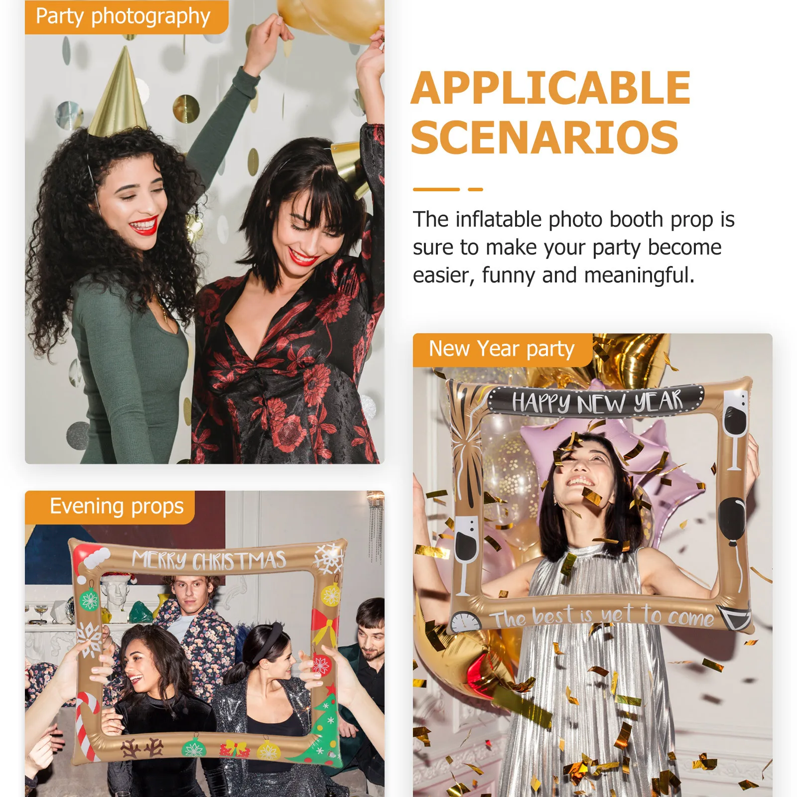 

Happy New Year Inflatable Photo Frame PVC Selfie Booth Prop for Party Decor Fun Photography Gift Inflatable Selfie Frame