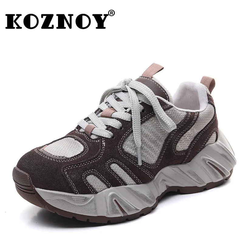 

Koznoy 4,5 см, замшевые кроссовки из натуральной кожи, удобные летние женские кроссовки на танкетке на платформе, массивные кроссовки Мэри Джейн, модная обувь в этническом стиле