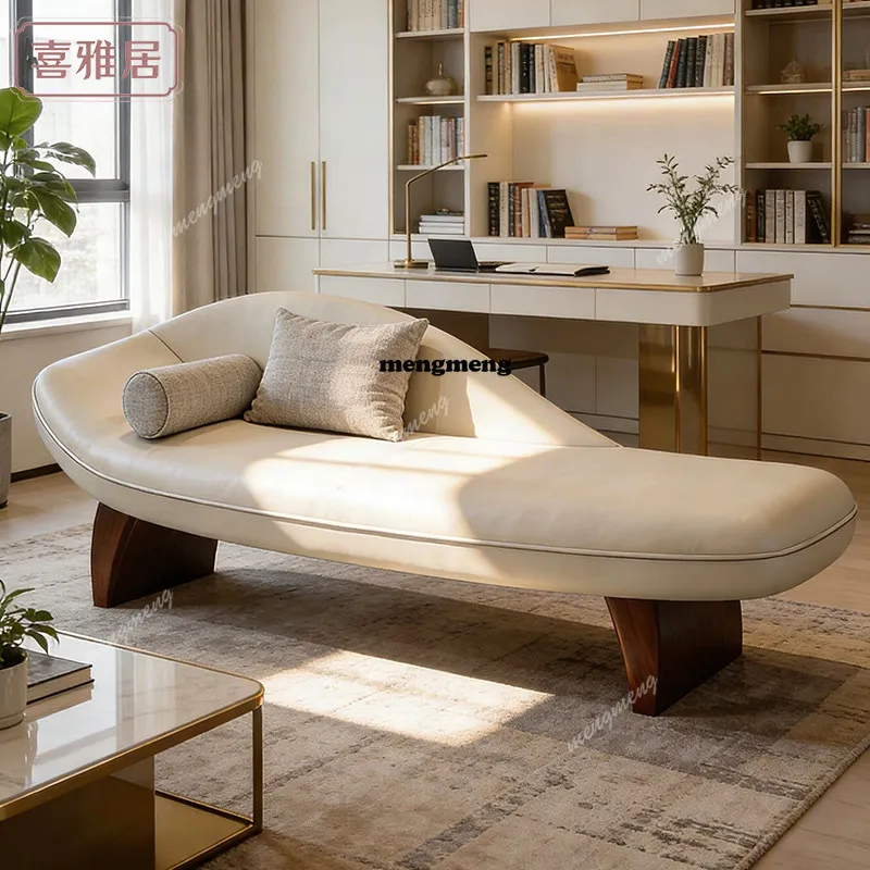 Italian leather concubine chair, bedroom, study, balcony, single sofa chair, bed end sofa, full top layer cowhide