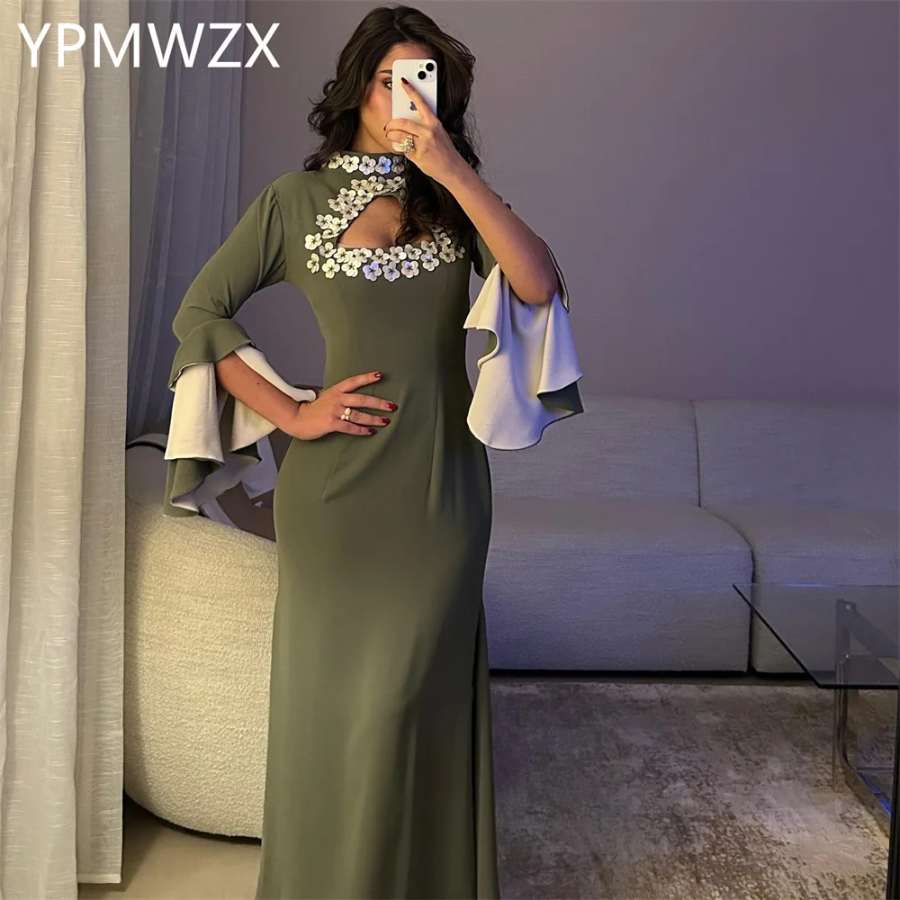 Customized Prom Gown Evening Women Party Occasion YPMWZX Jewel Column Floor Length Skirts Vertically Bespoke  Dresses Fo