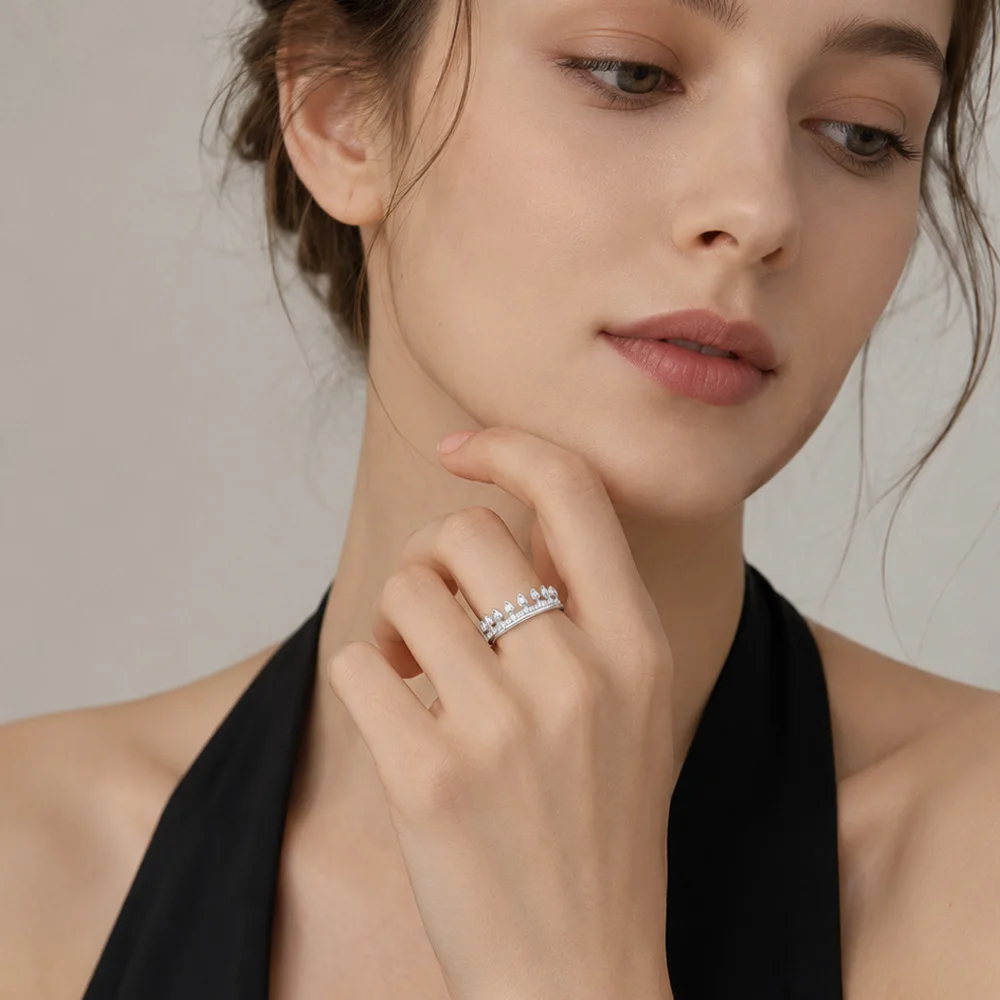 Ring Queen Crown Royal Fine Jewerly For Women 2023 Summer Brand New Romantic Gift In 925 Sterling Silver