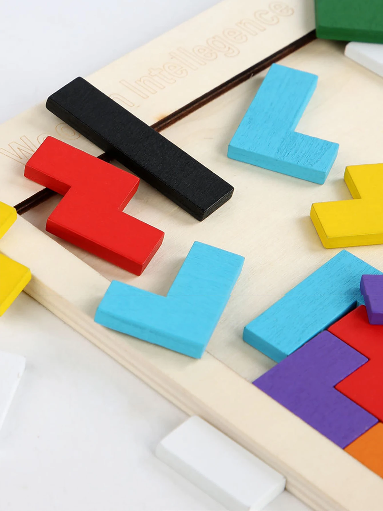 1 Zestaw Drewnianych Klocków Puzzle Łamigłówki Tangram Układanka Rozwijająca Inteligencję Kolorowe Klocki 3D Rosyjskie Klocki Edukacyjne Montessori