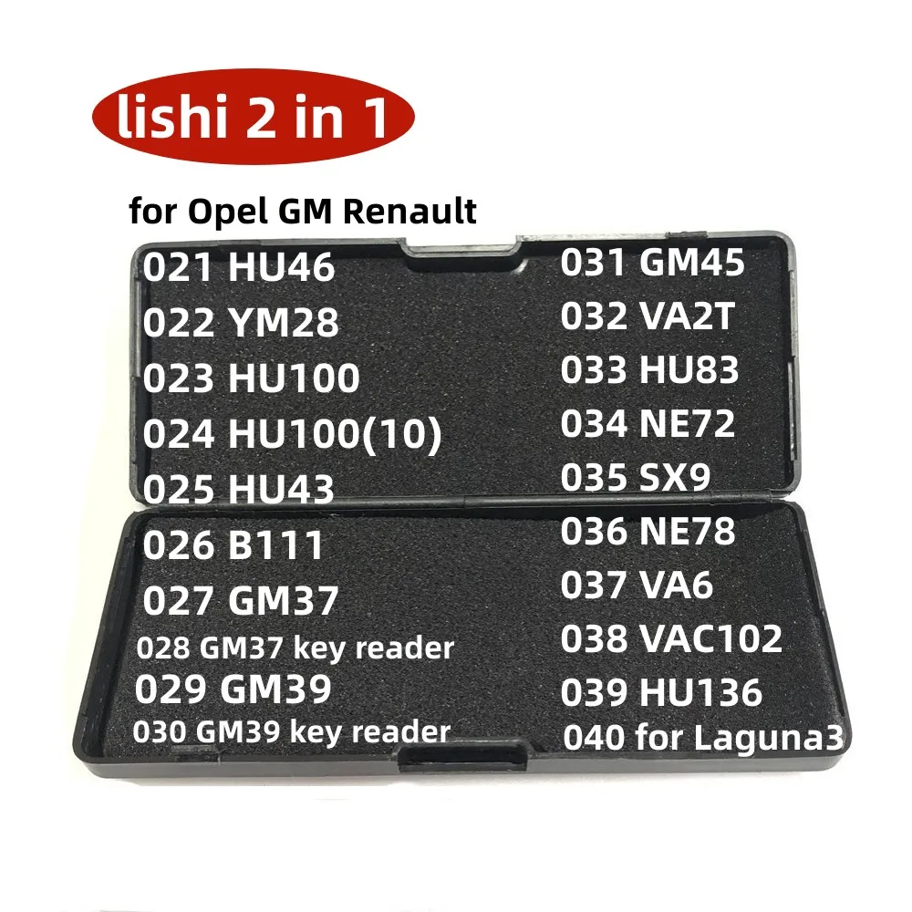 (021-040)Lishi 2 in 1 HU46 HU100(10) YM28 G,37 GM39 HU86 SX9 VA2T VAC102 VA6 HU136 NE78 GM45 Tool 2in1 Lishi