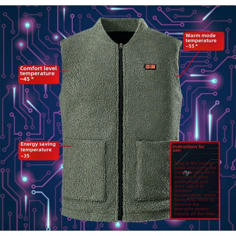 Gilet chauffant intelligent USB d'hiver, 3 vitesses, température réglable, chauffage rapide, longue durée de vie de la batterie, Sport de plein air, Trekking, cyclisme