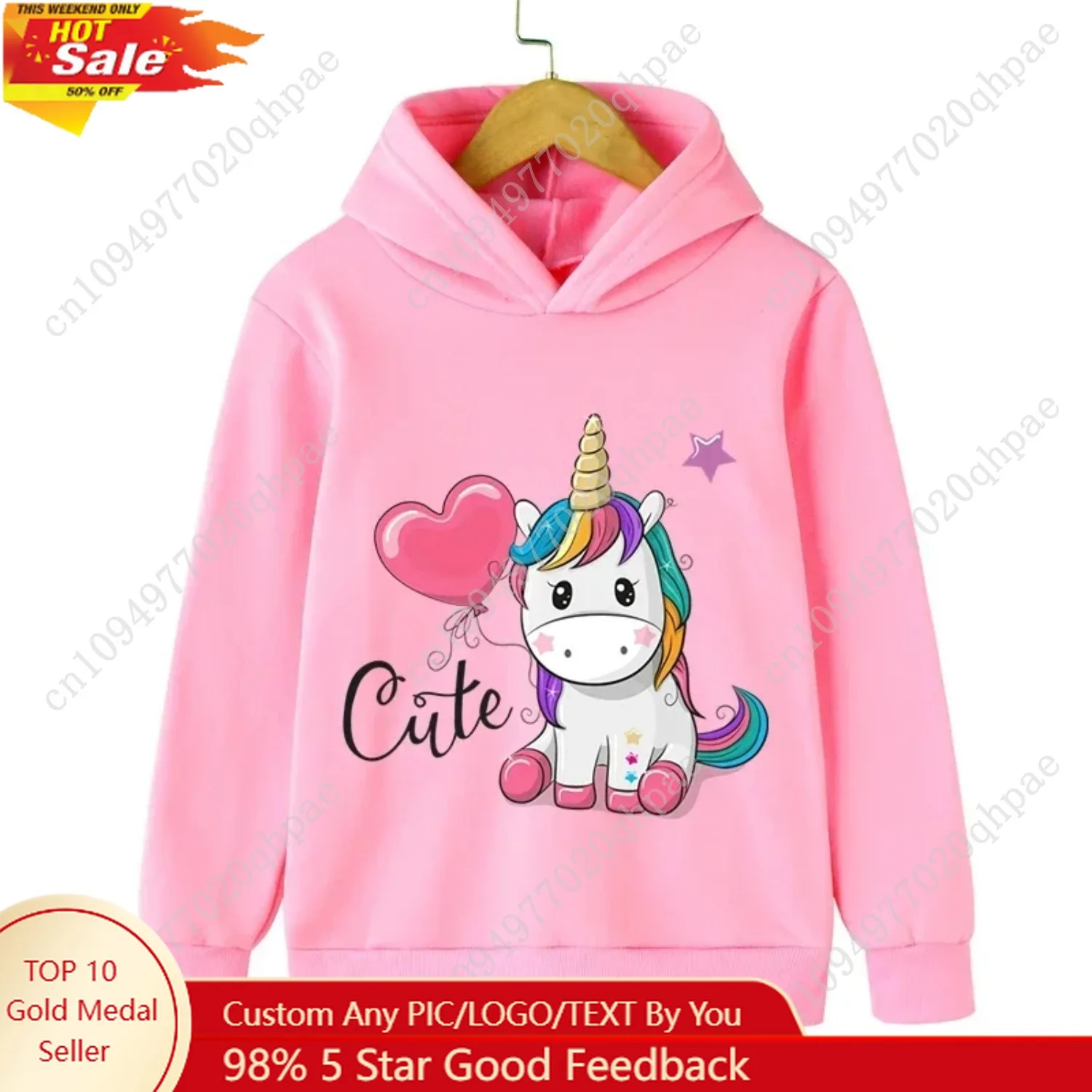 Autumn Winter Cute Unicorn Print Children's Hoodie Top Fashion Sports Long Sleeve Casual Boys Girl Pullover Kid Sweatshirt Coats