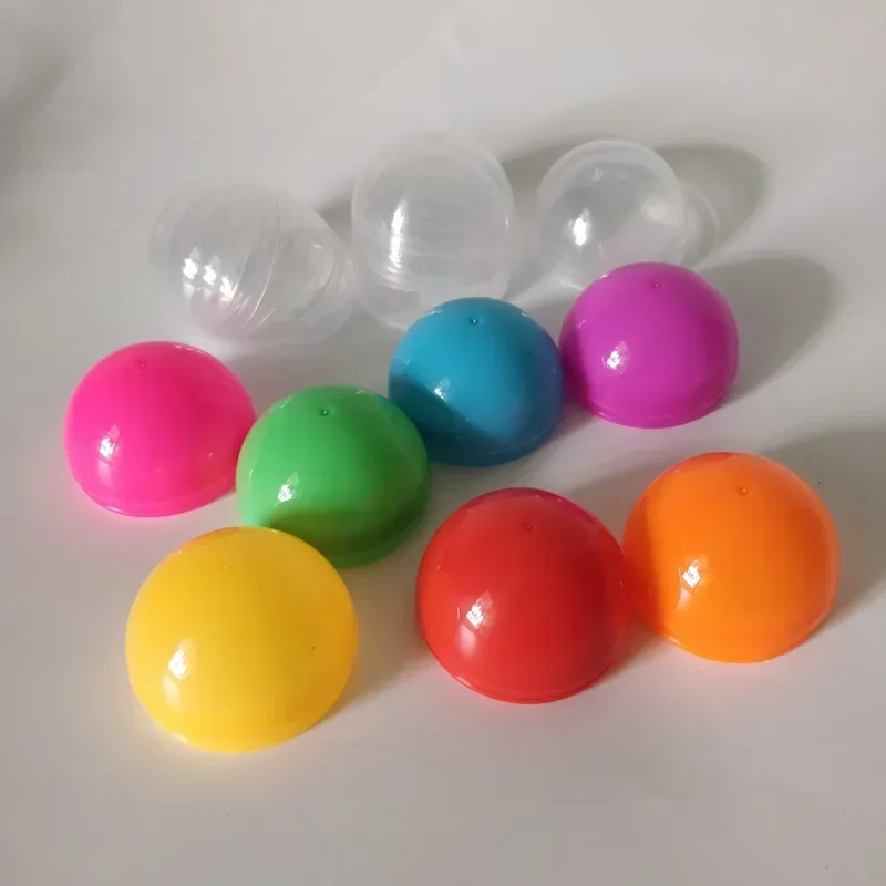 100 Pz/lotto 50mm Mezza Trasparente Mezza Solido Arcobaleno Colorato Capsula di Plastica Giocattolo Gachapon Uovo per la Distribuzione Vuoto Giocattoli di Plastica palla