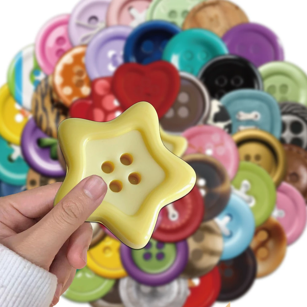 50PCS Creative Button Stickers Helmet Decoration DIY Phone Cases Water Cups Personalized Waterproof Stickers