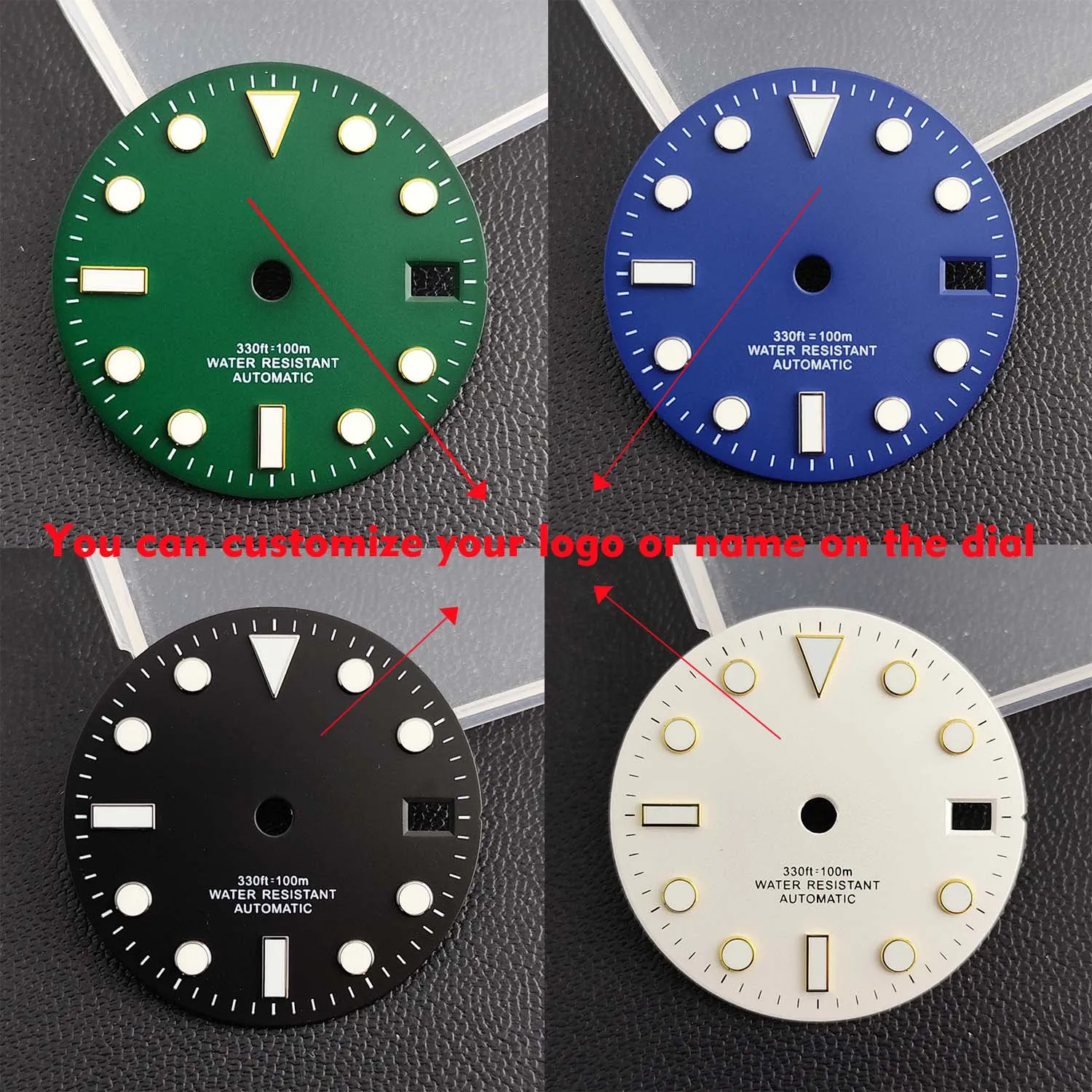 28.5mm Dial Suitable for NH35/36 Blue-Green Luminous Sterile Dial Replacement Part Watch Watches Custom Logo Dial