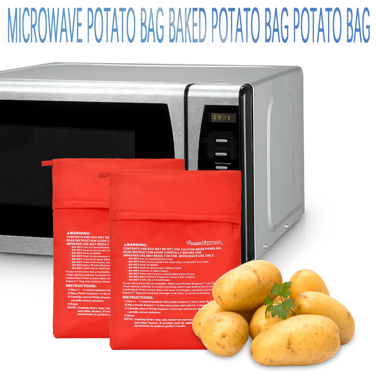 1pc 19*25cm (Unpackaged) Kitchen Supplies Microwave Potato Bag, Baked Potato Bag Red Pouch Cooking in Just 4 Minutes Cooker Bag