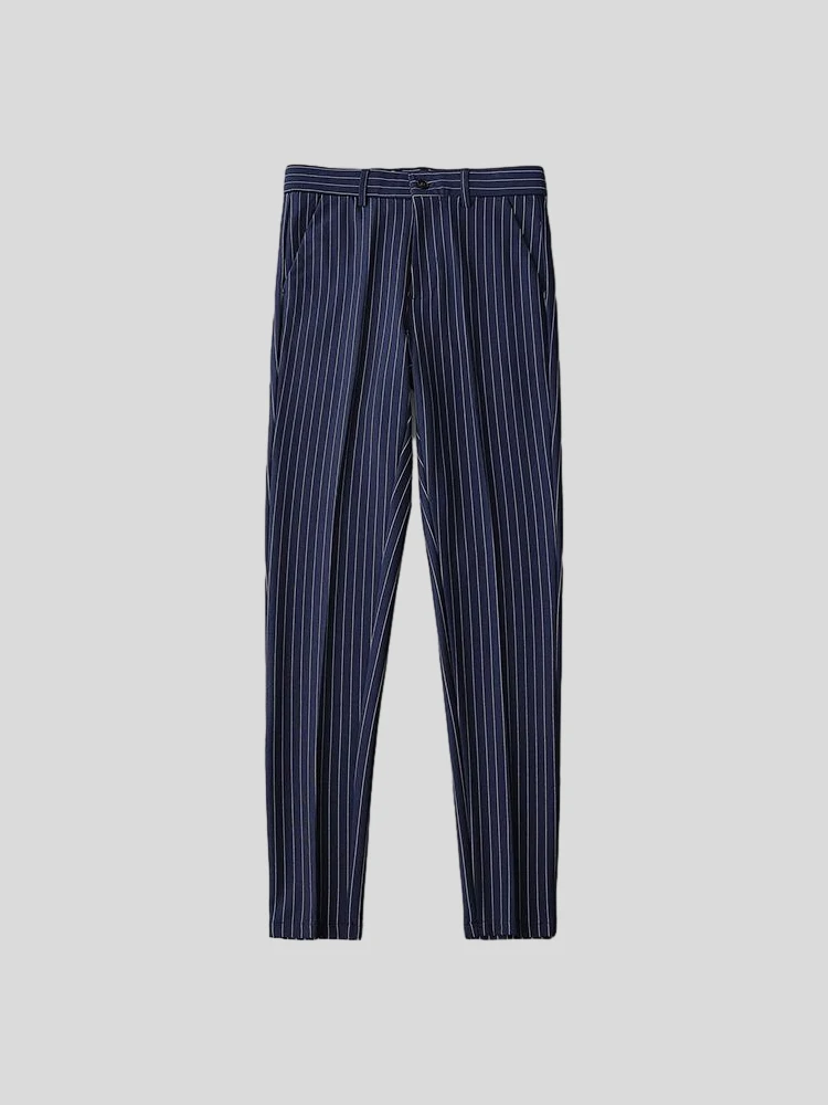 Slim Fit Men's Casual Pants Elastic Stripe Design Spring Summer Fashionable Urban Style Breathable Sun Protection Clothing