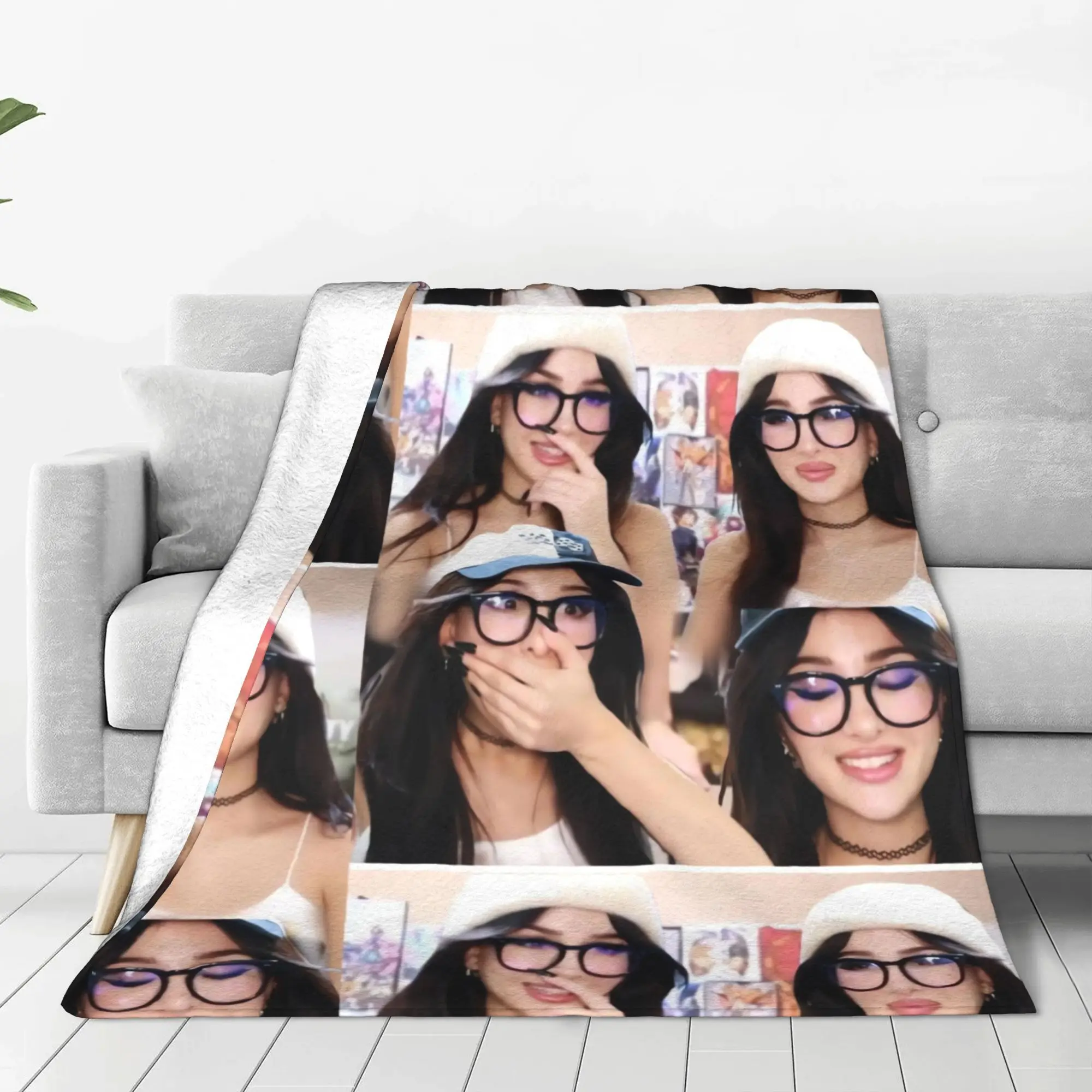 Customize Sssniperwolf Collage Soft Blanket Perfect for Reading Breaks, Bedroom Decoration, Travel Naps, And Enjoying a Easy, Co