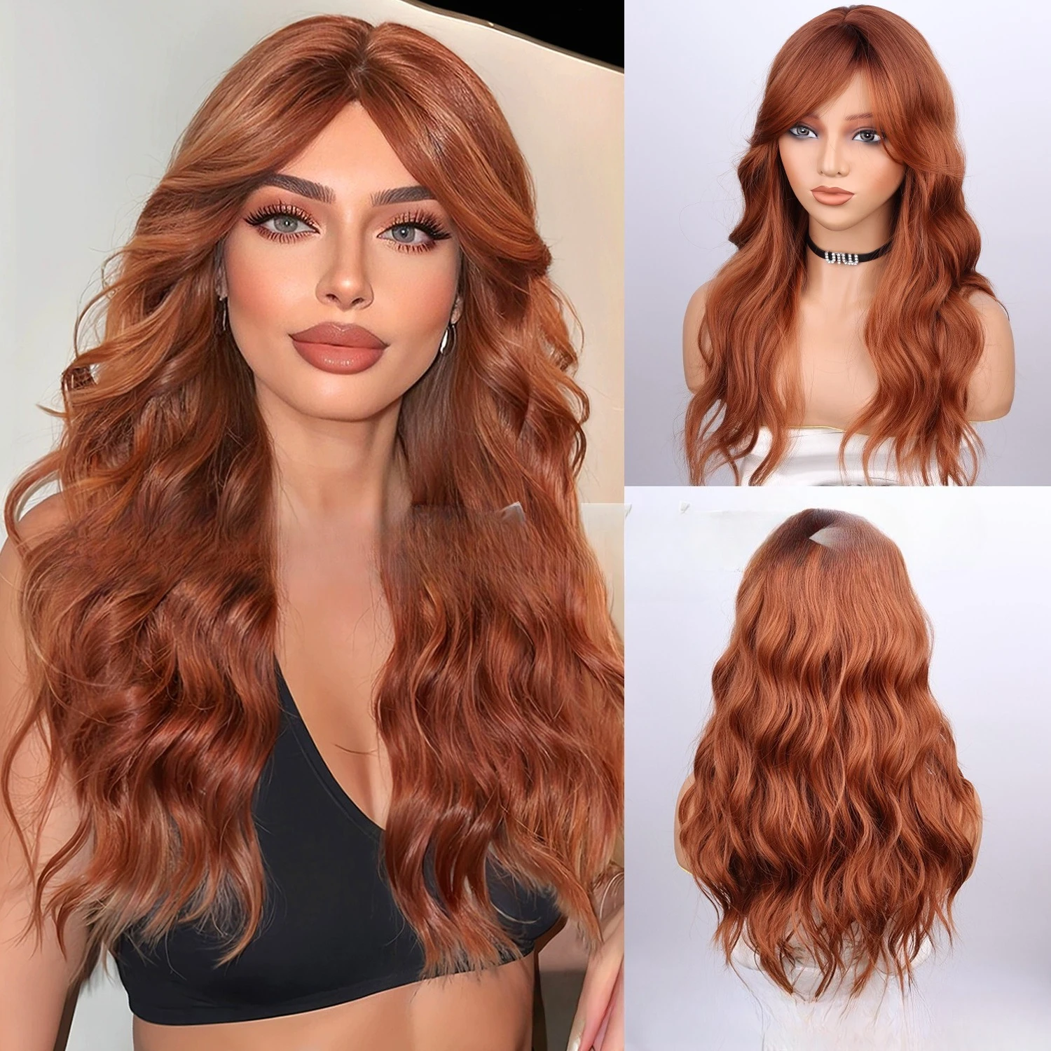 

European and American wigs are divided into reddish-brown temperament, big wave micro-roll rose mesh, high temperature silk wig