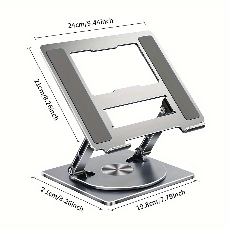 360-Degree Rotatable Laptop Stand, Floating Vertical Mount, Cooling Base, Compatible with Laptops, Tablets and Drawing Tablets