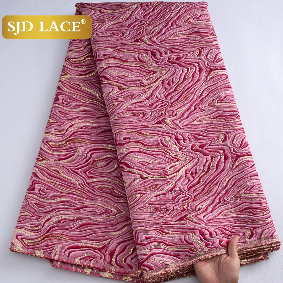 

SJD LACA Nigerian Pink Brocade Lace Fabrics French Damask Lace 2024 Latest African Gilding Jacquard for Women Party Dresses 4063