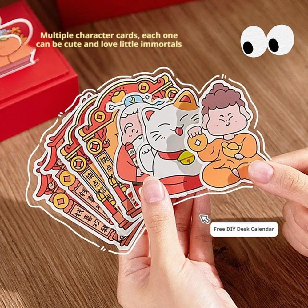 الحلي الصغيرة إله الثروة ملاحظة الحظ مع درج بطاقة العملي مخصصة 2026 سنة أجندة مكتبية /رزنامة مكتبية تقويم مخصص