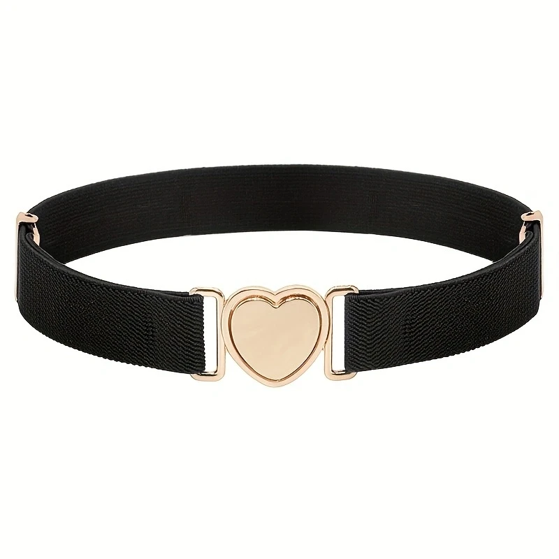 Heart Buckle Elastic Belt Candy Color No Buckle Stretch Belt Adjustable Invisible Belts For Girls