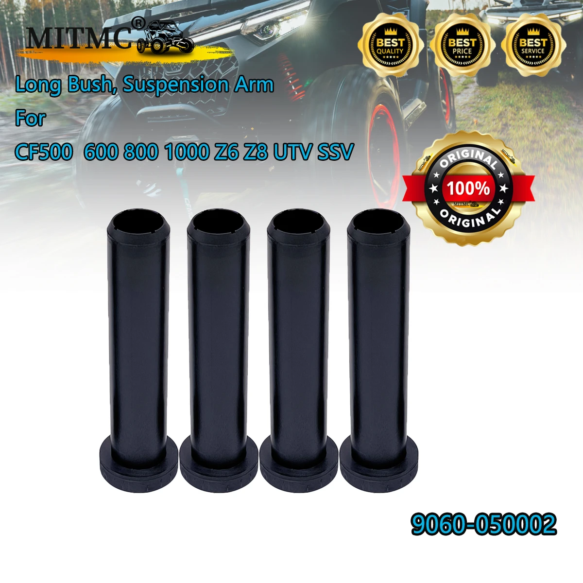 4Pcs Long Bush, Suspension Arm For CF500 600 800 1000 Z6 Z8 UTV SSV ZForce 1000 /550 /550EX QUAD GO KART 9060-050002