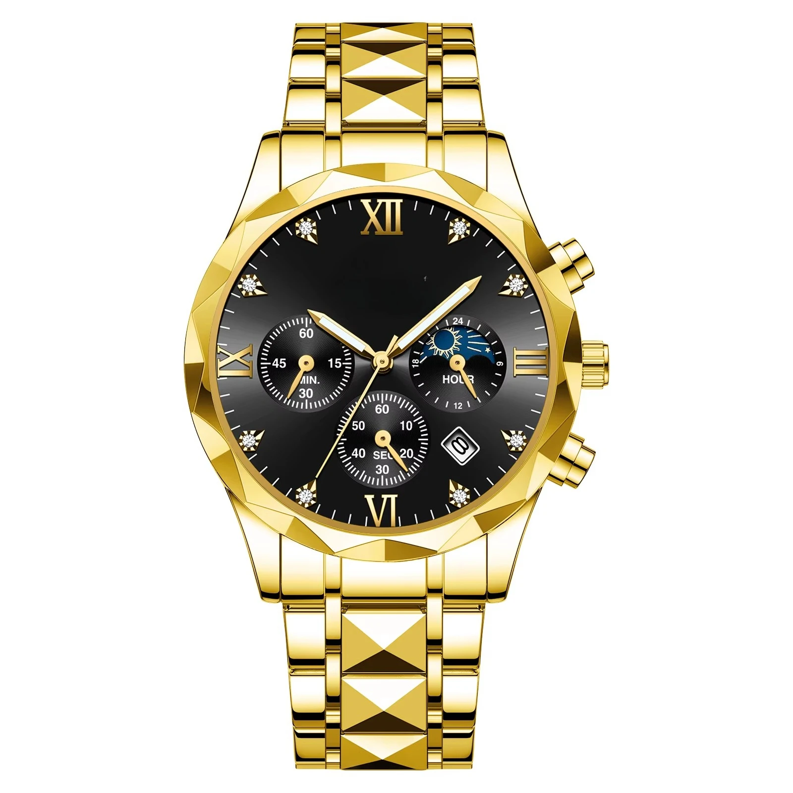 VA VA VOOM 2025 New Fashion Date Chronograph Men's Quartz Wholesale Stainless Steel Sports Watch with Luminous Light