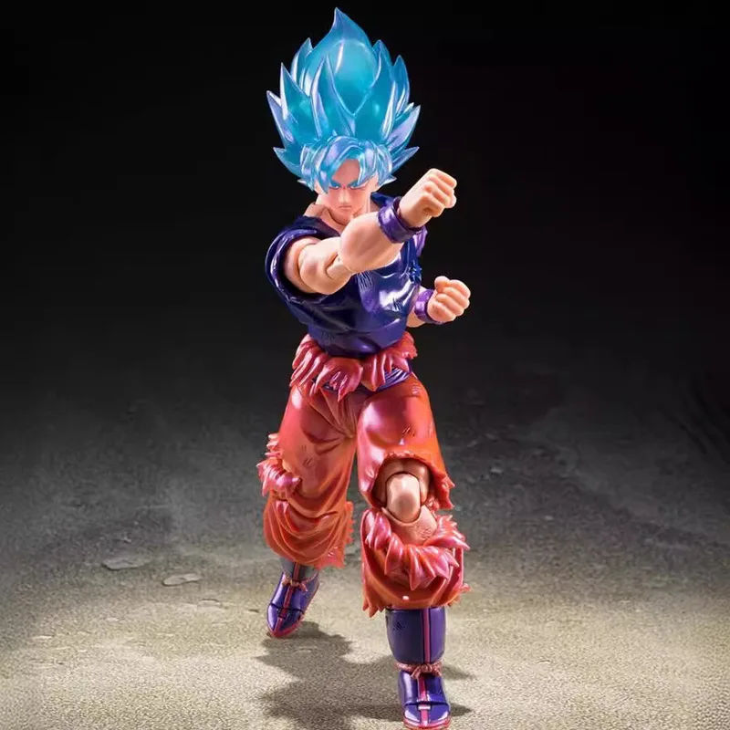 Figura de Acción Coleccionable de Goku Super Saiyan Blue Kaio-Ken con Daños de Batalla, Edición del 15.º Aniversario de Dragon Ball, Articulada y en Caja