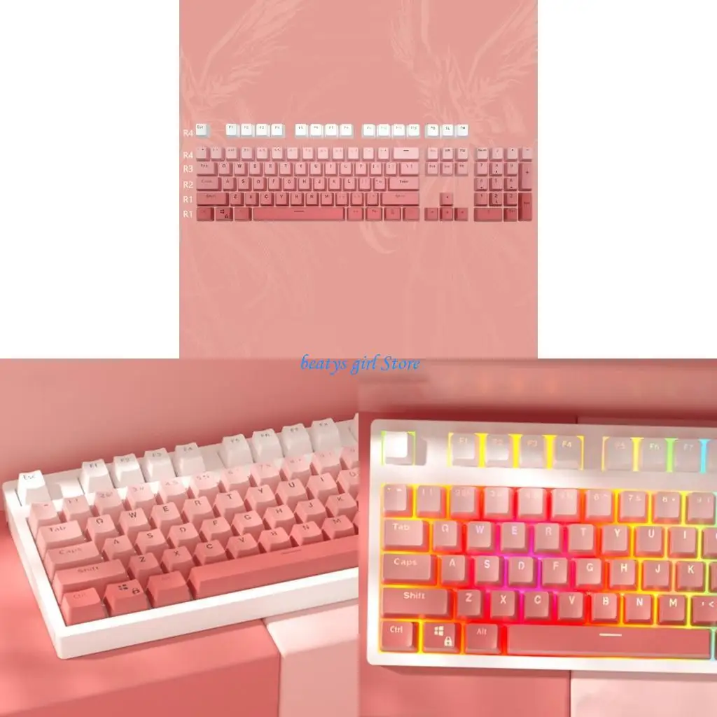 

C7AB 104 Keys Gradient Backlit Keycaps Thick PBT OEM Profile 12mm for MX-Switches
