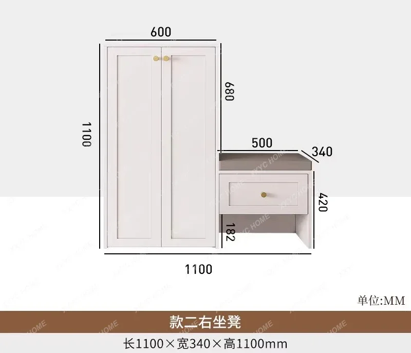A French cream style shoe cabinet household door seat integrated porch small apartment large capacity custom storage