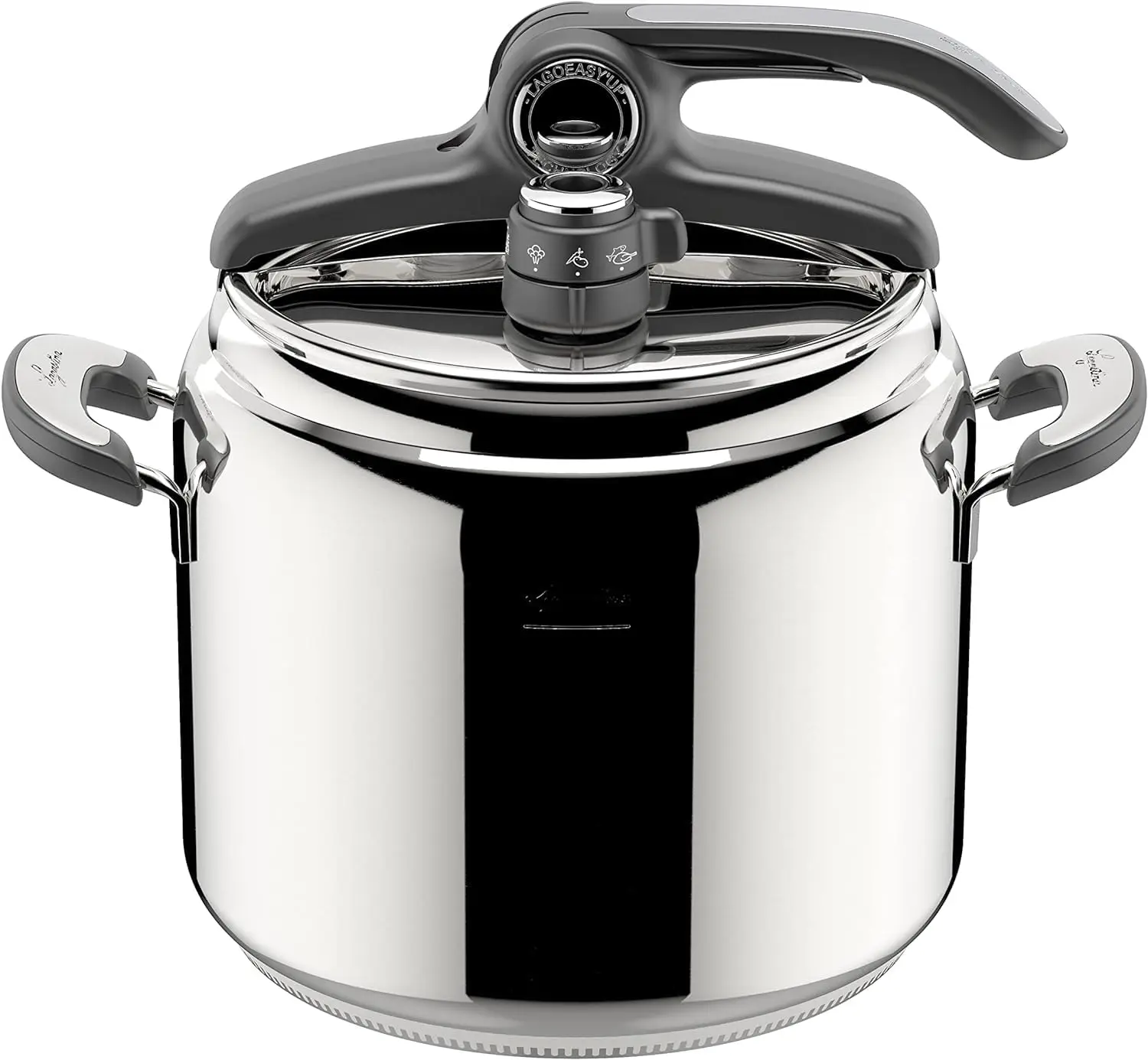

Lagostina Novia Vitamin Lagoeasy'UP Pressure Cooker 9 L Stainless Steel 18/10 Ø 24 cm, Induction and Gas Pot, Lid with Easy Open