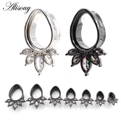 Alisouy 2PC Expansion Water Drop Stainless Steel Ear Gauges Expanders Body Piercing Jewelry Tunnels Stretchers 8mm-22mm