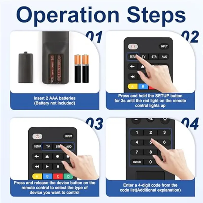 DT21 G009 Universal TV Remote Control for Vizio for Panasonic, Multi-Device Control for TV, Blu-Ray Player, Set-Top Box