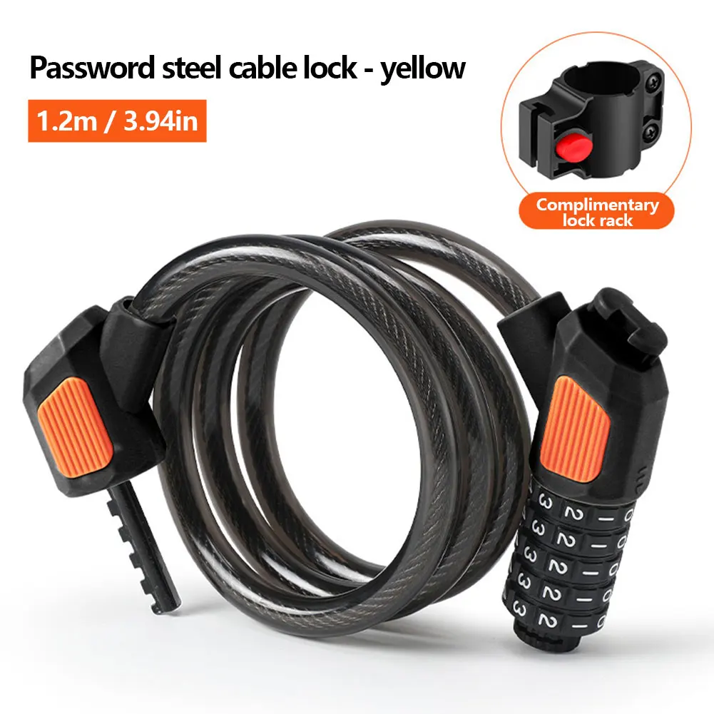 Portable Security Lock Anti-Theft 5 Digit Code Cable Lock High Security Bicycle Cable Padlock for Electric Bike Scooter