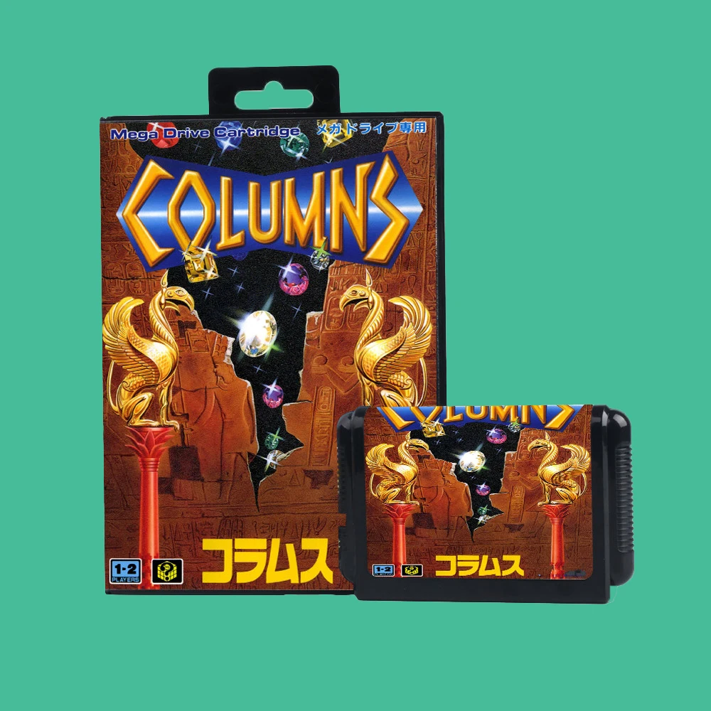 Cartucho de juego Retro Columns de 16 bits, versión JAP para consolas de videojuegos Sega Megadrive