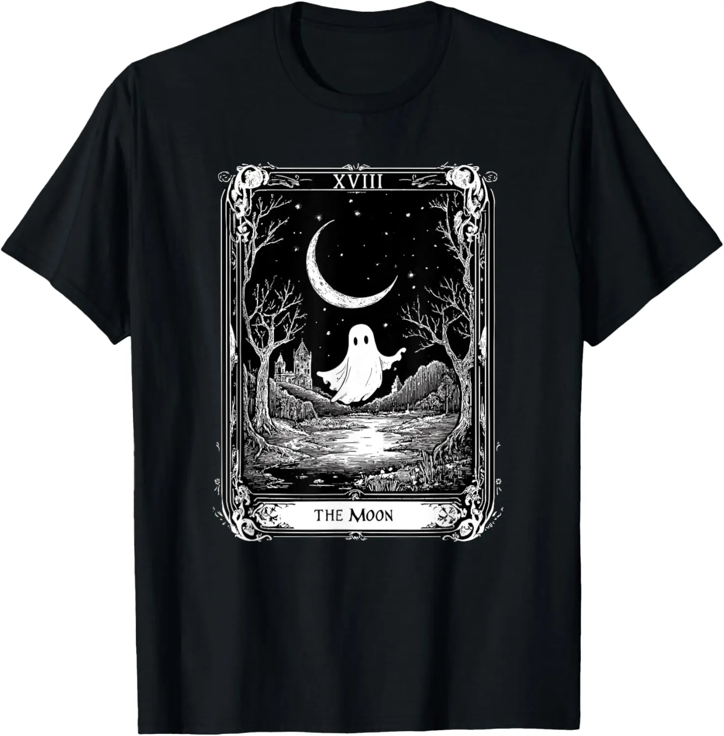 The Moon Tarot Card Vintage Gothic Halloween T-Shirt