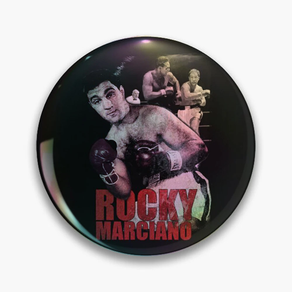 Rocky Marciano Pin Holographic Star Heart Pin Brooches Laminated Button Fashion Accessory