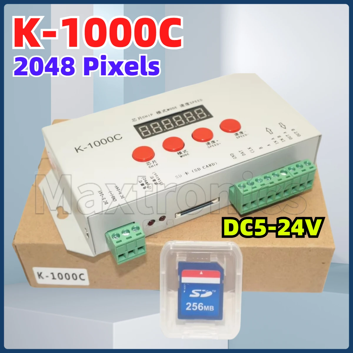 

Контроллер DC5-24V K-1000C, 2048 пикселей, компьютерный программируемый контроллер с SD-картой для WS2812B WS2815 SK6812 SK9822, светодиодный светильник