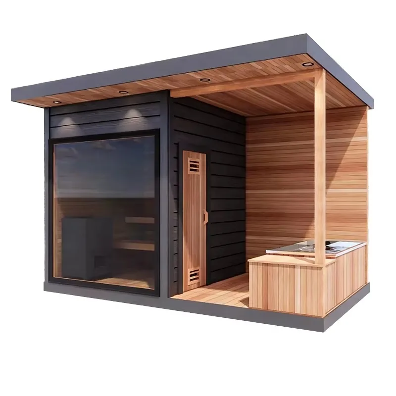 Customized 1-2 Persons Outdoor Cedar Cube Mini Steam Sauna Room for Home Garden Relaxation