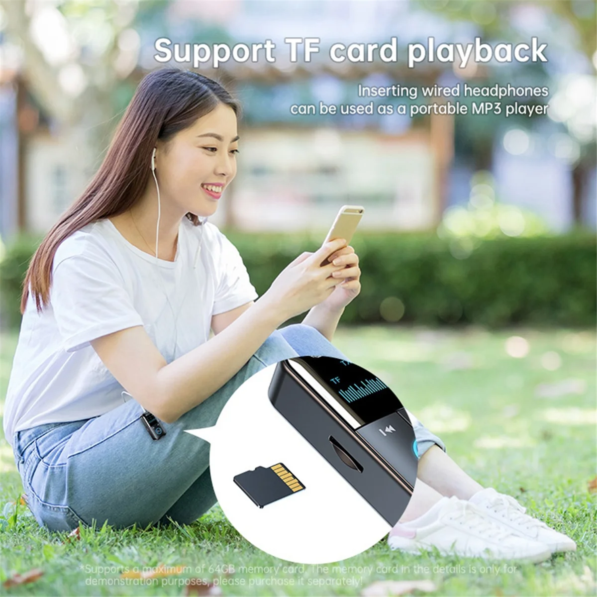 POP-lGT69 Mobile Phone Stereo Universal Version Bluetooth Audio Receiver and Transmitter Four-In-One Plug-in Card MP3