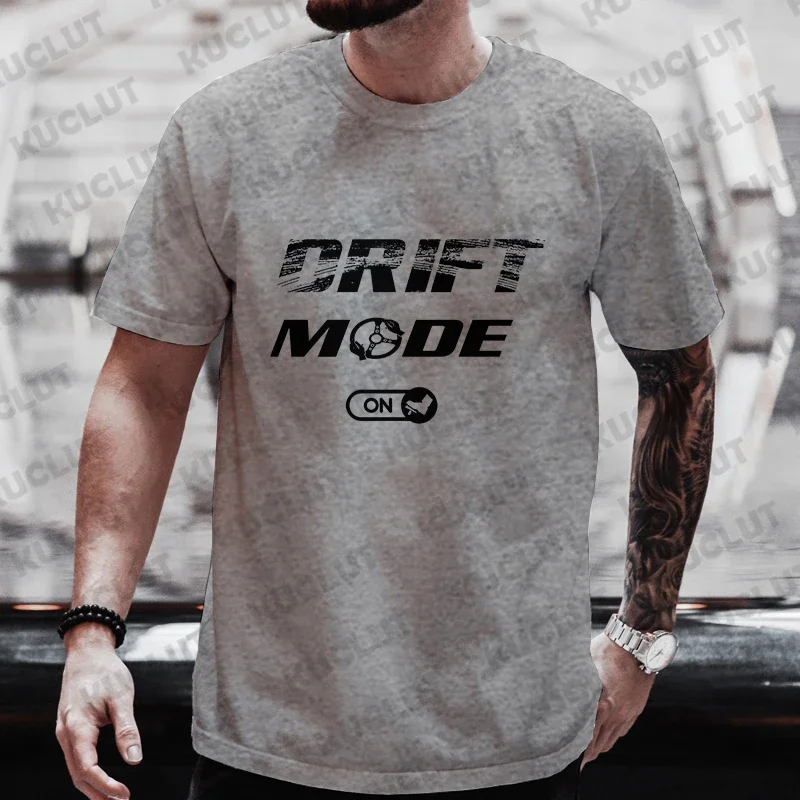 Summer New T-shirts for Men Drifting Cars Drift Mode on Auto Racing Mechanic Print Tshirts Car Lover T Shirt Stylish Clothes Men