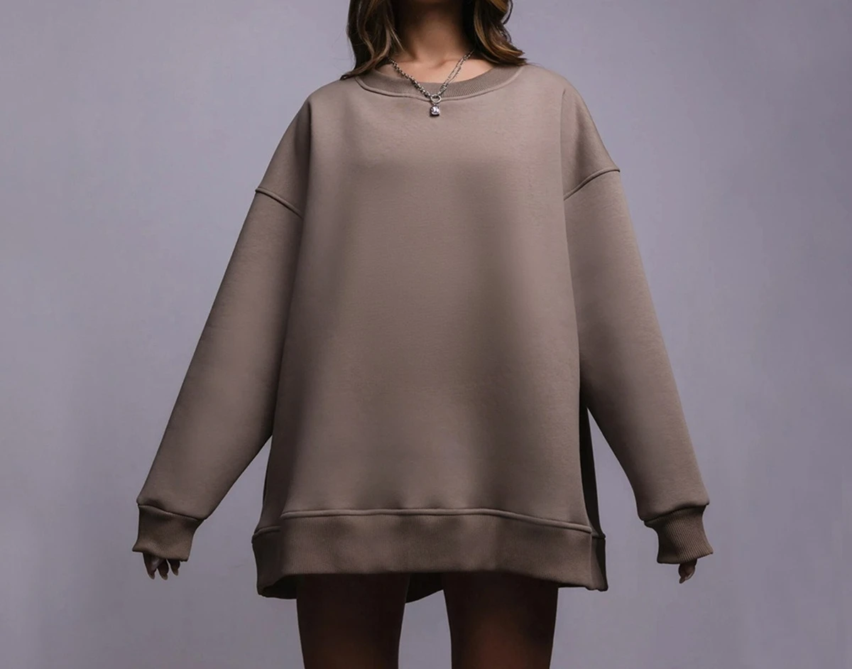 Solid Color Round Neck Sweatshirt 2025 Winter New Women's Velvet Sweatshirt Casual Round Neck Sweatshirt